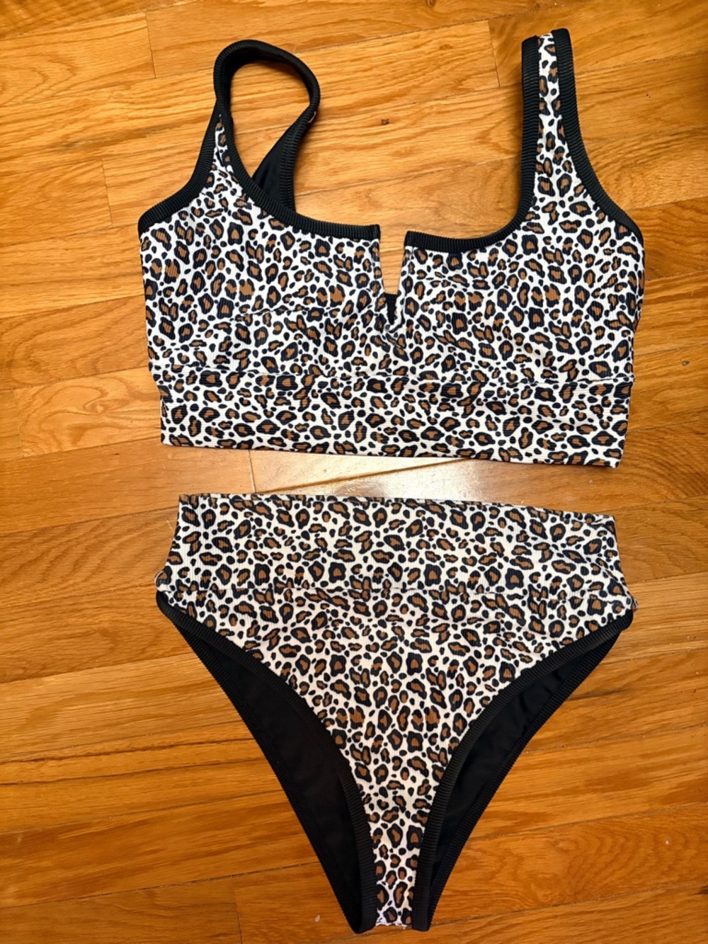 Coastal Catwalk Two-Piece Bikini Set - Brown & Black